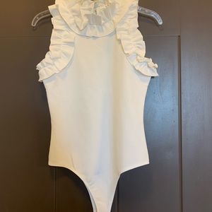 TCEC Ruffle Bodysuit in White